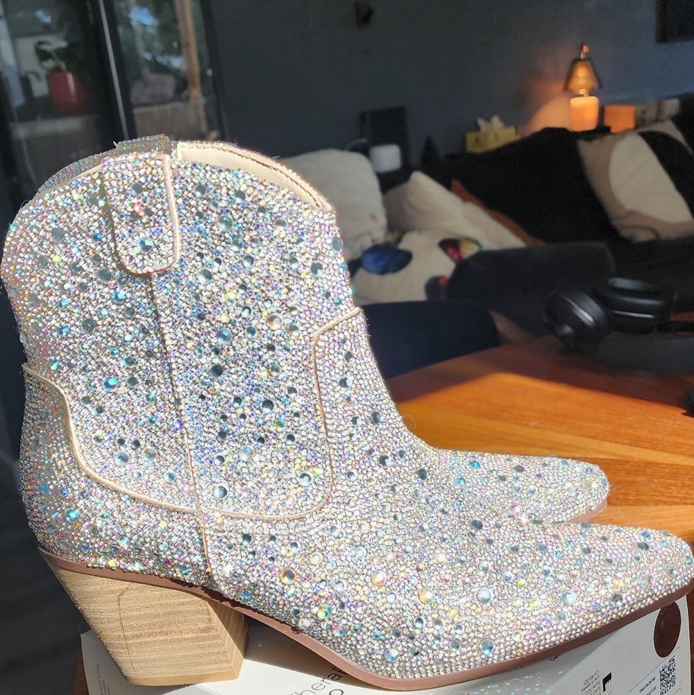 Shimmering Silver Ankle Booties